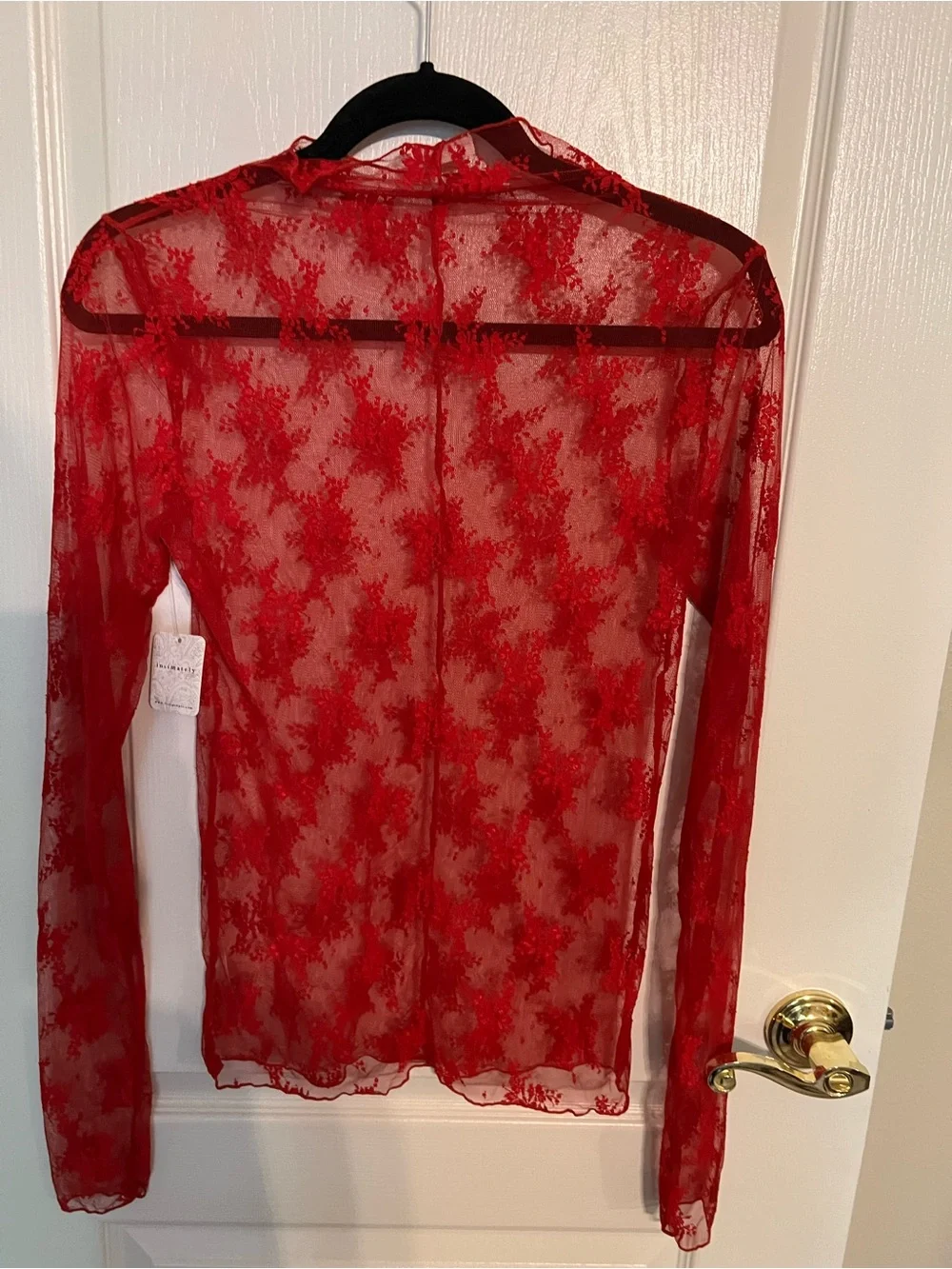 Free People Intimately Lady Lux Layering Top In Red NWT Size L - Picture 2 of 4